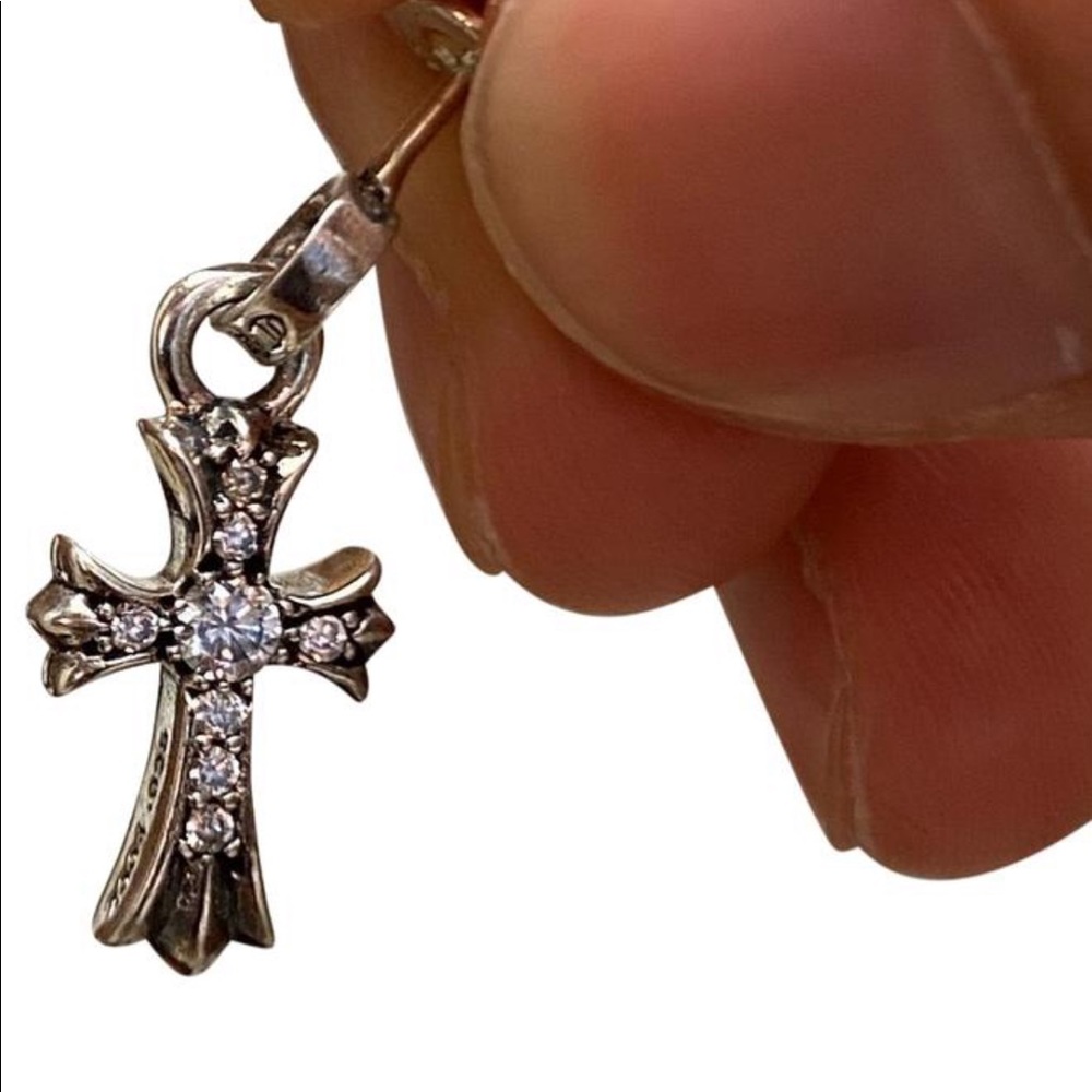 Chrome hearts gemmed cross earring